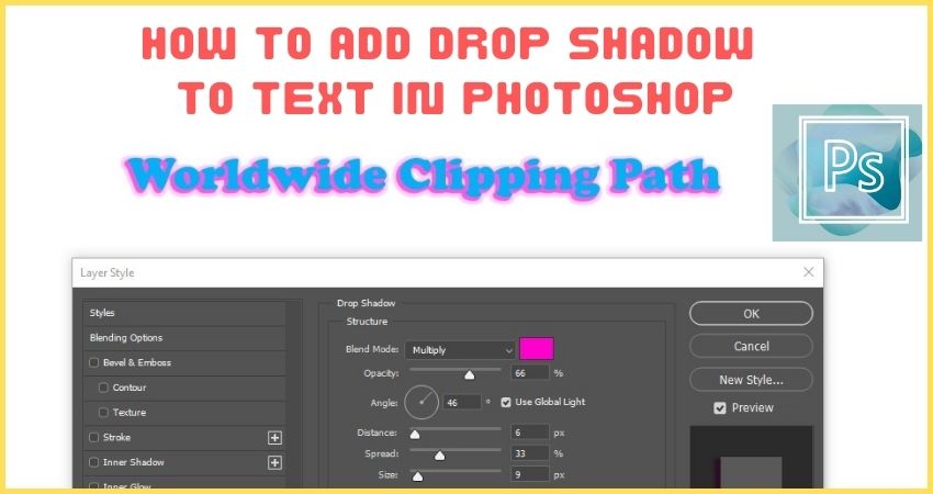How to add drop shadow to text in Photoshop